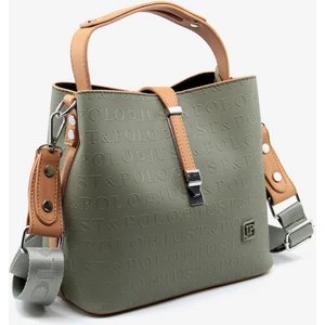 Just Polo Baskı Desenli Su Geçirmez 3 Gözlü Kadın Omuz Çantası Yeşil 22X20CM PBU4002
