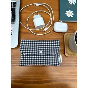 Sumicorn Design Pötikareli Yıkanabilir Çıtçıt Detaylı Ped Çantası, Mini Cüzdan, Çanta Içi Düzenleyici