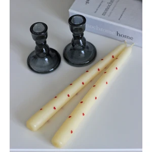 Baria Home Kırmızı Kalp Desenli Şamdan Mumu