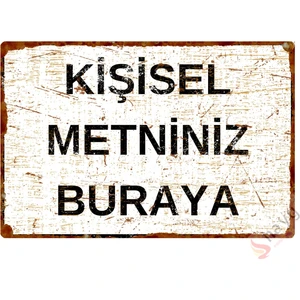 Hayg Equipment Kişiselleştirilebilir Metal Pas Görünümlü Duvar Levhası - Alüminyum Tabela - 15CM x 22,5cm - Beyaz