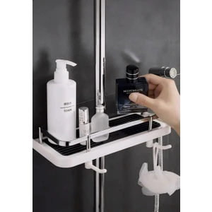 Krizantem Lüks Çok Kullanışlı Banyo Rafı Şampuanlık Krom Kaplama Metal Korumalı Banyo Organizeri Duş