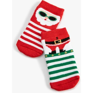 2'Li Yılbaşı Baskılı Havlu Soket Çorap Seti