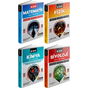 Aydın Yayınları 2025 9. Sınıf Matematik - Fizik - Kimya - Biyoloji Soru Bankası 4'lü Set