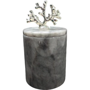 Urestone Home Mermer Kapaklı Kutu-Mermer Pamukluk-Mermer Banyo Seti Pamukluk