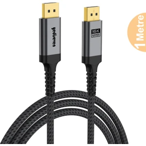 Displayport To Displayport Dp 2.1 Görüntü Aktarma Kablosu 16K@60Hz 80GBPS 1 Metre