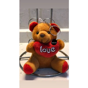 Top Rock Store Kalp Tutan Sevimli Ayıcık Peluş Oyuncak Desenli Anahtarlık Uyku Arkadaşı Hediyelik 11 cm