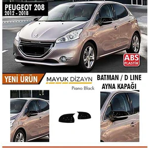 Mayuk Dizayn Peugeot 208 2012-2018 Uyumlu Batman Yarasa Ayna Kapağı Piano Black