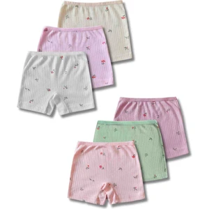 %100 Pamuklu Kız Çocuk Fitilli Kaşkorse Boxer Külot Iç Çamaşır 6lı Set