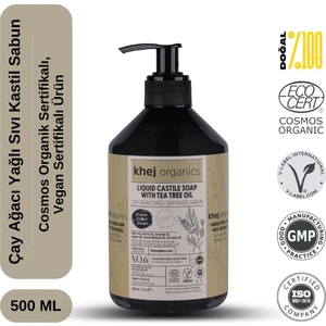 Khej Organics No.6 Organik Vegan Çay Ağacı Yağlı Organik Sıvı Kastil Sabun (Akne/yağlı Cilt Sabunu)
