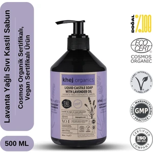 Khej Organics No.4 Organik Vegan Lavanta Yağlı Organik Sıvı Kastil Sabun (Karma Cilt Sabunu) 500ML