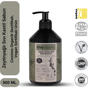 Khej Organics No.1 - Organik Vegan Zeytinyağlı Organik Sıvı Kastil Sabun (Tüm Cilt Tipleri) 500ML