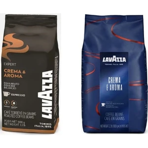 Expert Crema Aroma 1 kg ve Lavazza Crema E Aroma Çekirdek Kahve 1 kg Toplam 2 kg