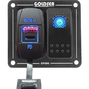 Slim Model Switch Panel 1 Anahtar + Usb 3.0 Type-C Soketli 12-24V 65x70mm