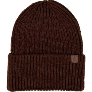Sofist İstanbul Brown  Beanie Kahverengi Deri Etiket Detaylı Soft Yıkama Yünlü ve Katlamalı Örgü Bere