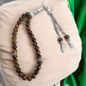 Mga Doğaltaş Kaplan Gözü Tesbih 33' Lük Tesbih Orijinal Doğal Taş Renk Atmaz Faset Kesim 1. Kalite 10 mm