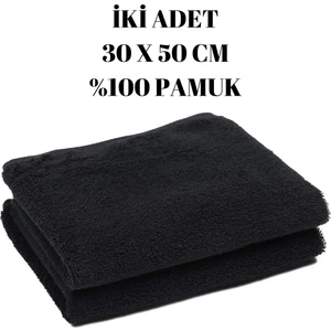 Kayabey Home Siyah Iki Adet El Yüz Havlusu 30 X 50 Cm Mutfak Banyo Spor Misafir Havlu Seti  Pamuk