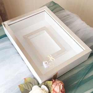 Verda Çerçeve 25 x 35  cm  Yarı Kaplama Ledli Beyaz-Gümüş Anı Çerçevesi! Yeni Moda Çiçek Anı Çerçevesi!