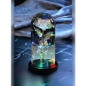 Rkm Store Sevgililer ve Anneler Gününe Özel Dekoratif Solmayan Sonsuzluk Gülü Işıklı Fanusta Gül Işıklı Fanus