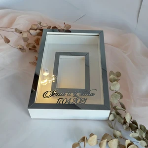 Verda Çerçeve 25 x 35  cm  Yarı Kaplama Ledli+Isimli Beyaz-Füme Anı Çerçevesi! Yeni Moda Çiçek Anı Çerçevesi!
