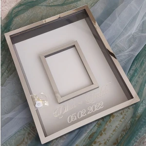 Verda Çerçeve 40 x 50  cm  Yarı Kaplama Ledli+Isimli Siyah-Gümüş Anı Çerçevesi! Yeni Moda Çiçek Anı Çerçevesi!