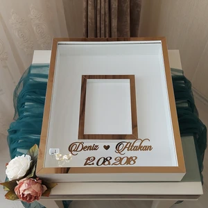 Verda Çerçeve 40 x 50  cm  Yarı Kaplama  Ledli+Isimli Beyaz-Bronz Anı Çerçevesi! Yeni Moda Çiçek Anı Çerçevesi!