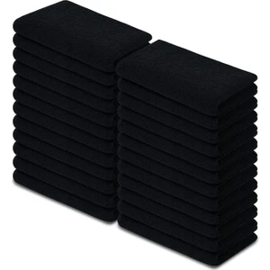 Siyah 6 Adet El Yüz Havlusu Kadife Misafir Mutfak Banyo Spor Havlusu Yumuşak ve Şık 30X50CM