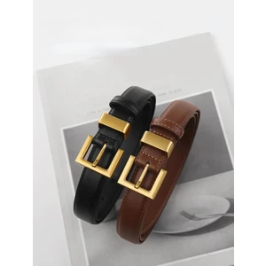 Hakiki Deri Gold Toka Kadın Kemeri Pantolon Kemeri, Gömlek Kemeri