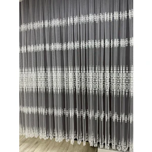 Moda Perde Salon Perdesi Tül Perde Nakışlı-Desenli(1 x 3 Sık Pileli)