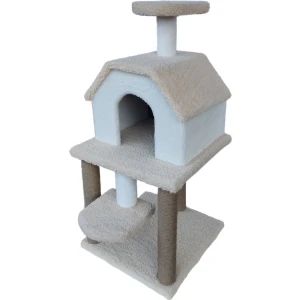 Çift Katlı Krem Kedi Evi