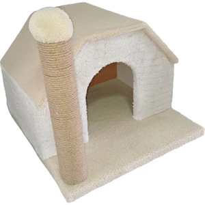 Krem Kedi Evi ve Tırmalama Direği