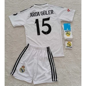 Real Madrid 2024/25 Yeni Sezon Arda-Güler Iç Saha Çocuk Beyaz 4 Lü Set Forması (Byz-Arma)