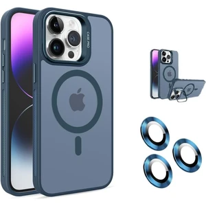 Teknosepetim iPhone 16 Pro Max Kamera Korumalı Standlı Kılıf Magsafe Şarj ile Uyumlu Açılır Kamera Standlı Manyetik Kılıf + Lens Koruma Set