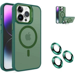 Teknosepetim iPhone 16 Pro Max Kamera Korumalı Standlı Kılıf Magsafe Şarj ile Uyumlu Açılır Kamera Standlı Manyetik Kılıf + Lens Koruma Set