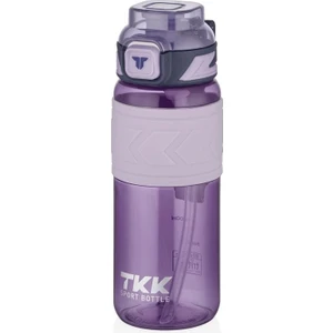 T1019 Tkk Silikon Tutma Gövde Tritan Pipetli Matara 600ML  Mor