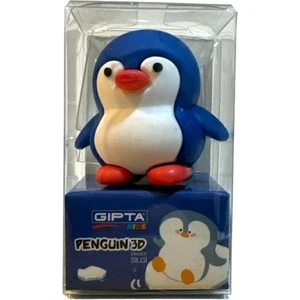 K236400 3D Penguen Şekilli Renkli Silgi - Tekli