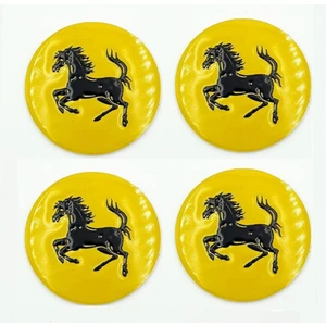 Ferrari Sarı Jant Göbeği Göbek Arması Sticker 4'lü Set 60 mm