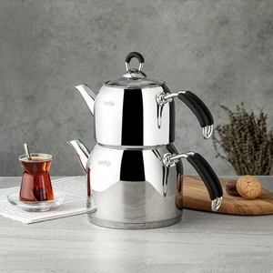 Modern Maxi Büyük Boy Paslanmaz Çelik 1.6-2.5 Lt. Çaydanlık Takımı