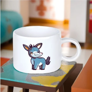 Eşek Figürlü Küçük Boy 150 ml Sevimli Porselen Kupa Bardak