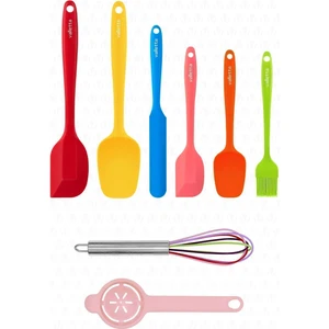 Drongo Isıya Dayanıklı Yanmaz Yapışmaz Silikon Spatula Seti 8 Parça Karışık Renk