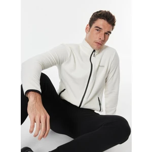 Discovery Expedition Düz Beyaz Erkek Polar Sweatshırt D4WM-SWT3994