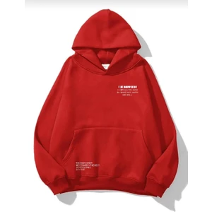 Unisex Happiest Baskılı Oversize Kapşonlu Sweatshirt