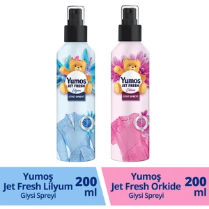 Jet Fresh Giysi Spreyi Lilyum 200 ml x1 +Yumoş Jet Fresh Giysi Spreyi Yumoş Orkide x1
