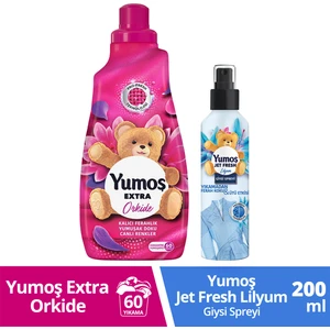 Jet Fresh Giysi Spreyi Lilyum 200 ml x1+Yumoş Konsantre Çamaşır Yumuşatıcısı Orkide 1440 ml x1