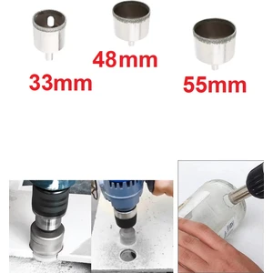 Cam Mermer Granit Delme Pancı 35 mm 48 mm 55 mm Matkap Için 3'lü Elmaslı Delik Karot