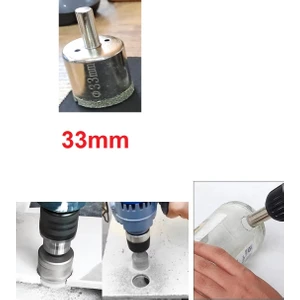 33 mm Mermer Granit Fayans Cam Yuvarlak Delme Panç Elmas Uç Yuvarlak Açma Matkap Için Karot