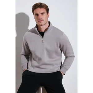 Pamuklu Regular Fit Yarım Fermuarlı Dik Yaka Sweat Erkek Sweat 59052592