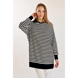 5345 Çizgi Polo Yaka Kazak Siyah