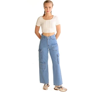 13100 Kargo Cep Detay Jean Mavi