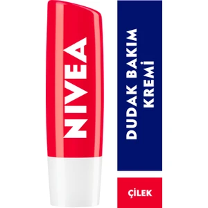 NIVEA Çilek Dudak Bakım Kremi 4,8gr,24 Saat Nem,Dudak Bakımı,Çilek Kokusu, Hafif Kırmızı Işıltı
