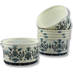 Mavi Karton Kağıt Çorba-aşure-tatlı-dondurma-yemek Kasesi -14 Oz Plastik Kapaklı Kase